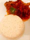 Fresh chicken leg in bell peppers sauce