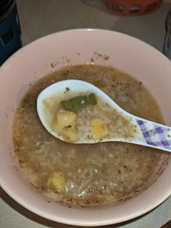 A picture of Congee with Bitter Melon.