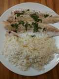 Merluza con arroz basmati (pilaf)
