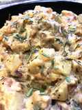 Creamy Dijon-Tarragon Chicken & Potato Sauté with Black Eyed Pea Flour