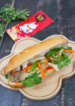 Hình của món Bánh mì Nấm nướng Bơ (Món Chay).