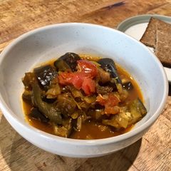 A picture of Sweet Spiced Aubergine, Lemon & Apricot Stew.