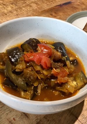 A picture of Sweet Spiced Aubergine, Lemon & Apricot Stew.