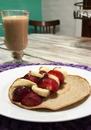 Una foto de Pancake #glutenfree de vainilla y coco