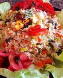 Ensalada sabrosa, vegetales y arroz #SOSquécalor