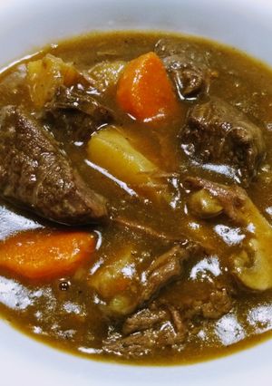 A picture of Beef and onion stew.