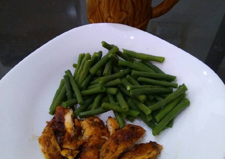 Dada ayam and kacang pjng#Makan siang(diet bersama saya😉#day 4)