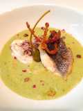 Branzino su crema di zucchine e latte di cocco