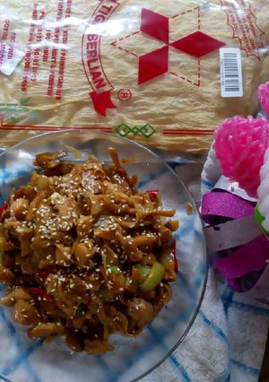 Foto resep Ayam jamur saus tiram kembang tahu