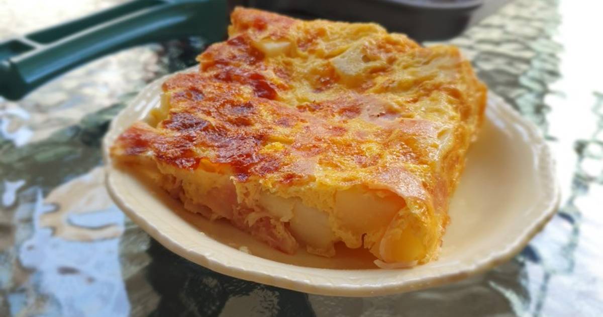 Tortilla de papas con jamón y queso en Flip Essen Receta de Fernanda