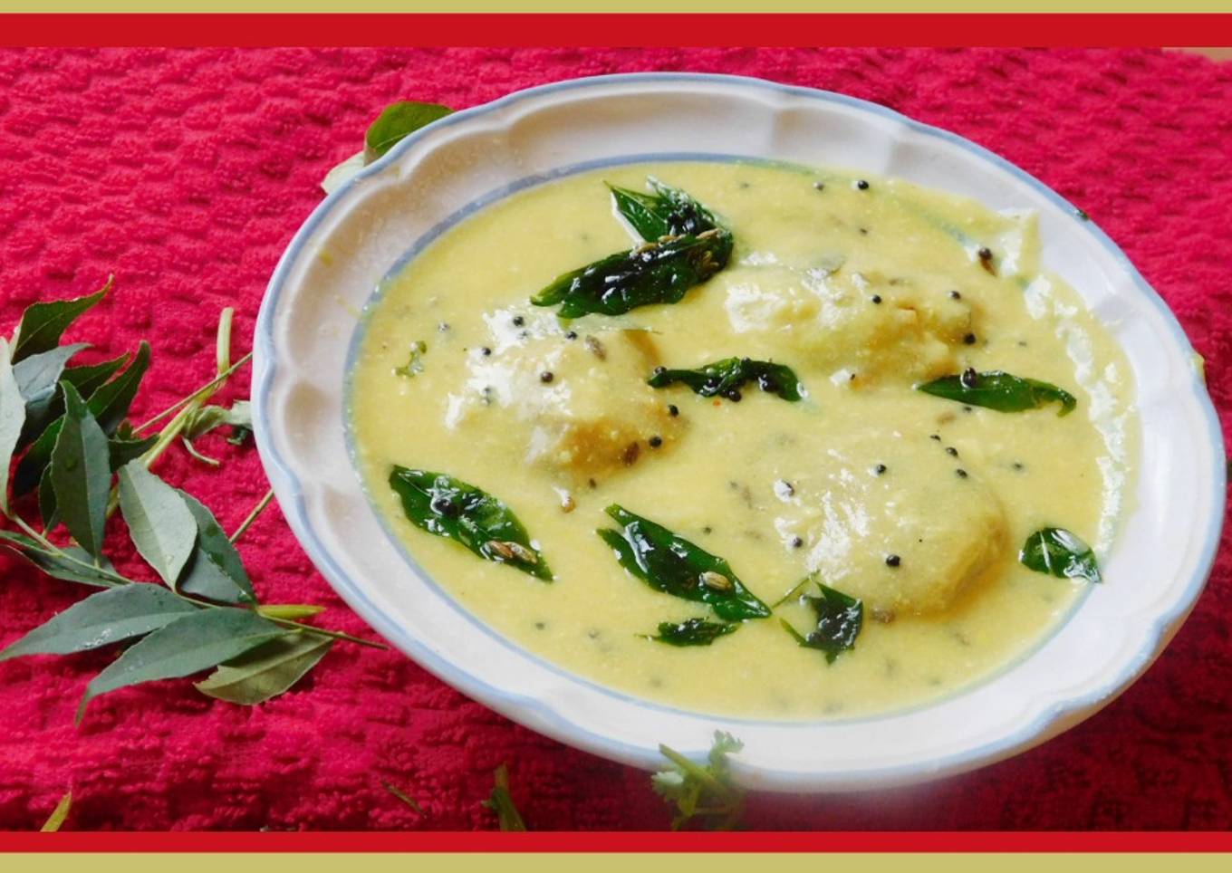 Taro in buttermilk curry (kadi, Morkuzhambu in tamil)