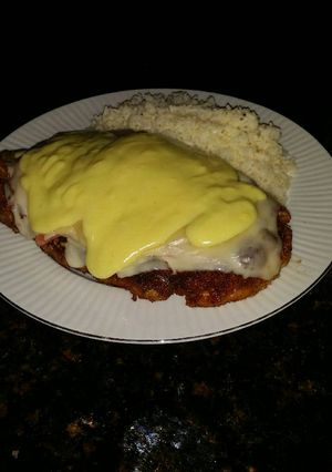 A picture of Brad's schnitzel benedict.