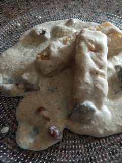 Una foto de Bacalao con salsa de setas
