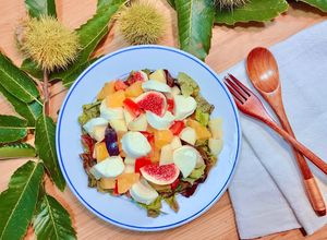 Hình của món 💚 Salad Trái Cây Phô Mai Mozzarella Tươi - Sốt Mù Tạt Mật Ong.