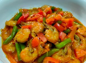 Foto resep Udang Asam Manis plus sayur