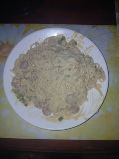 Una foto de Espaguetis con salsa carbonara