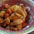 Salteado de pollo con mostaza y miel