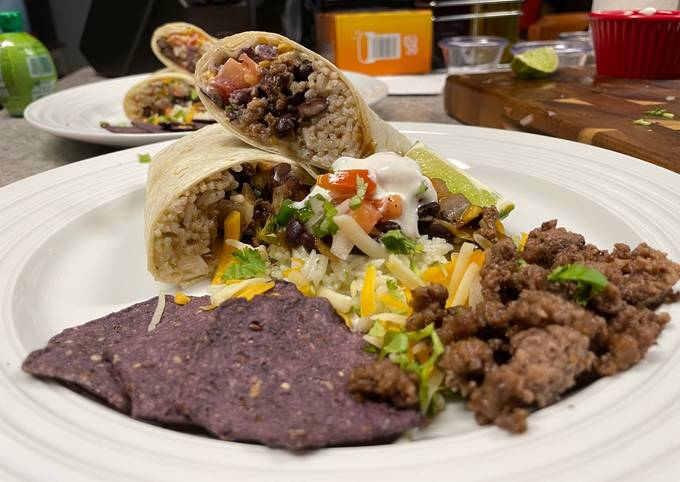 Beef and Black Bean Crunch Burritos