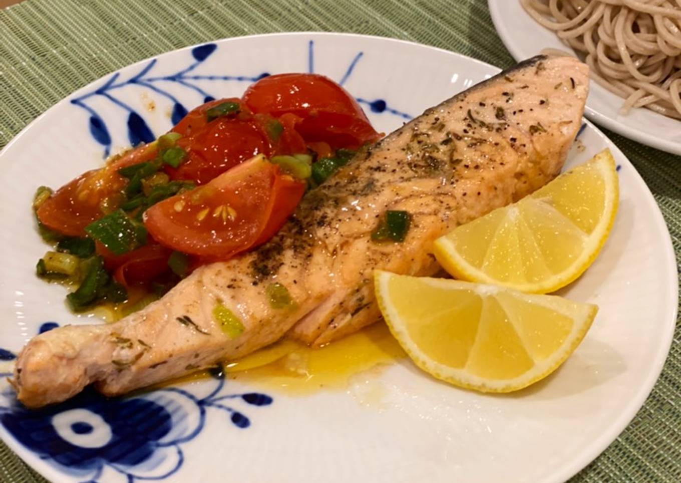 Seared salmon with butter and soy sauce - Japanese style