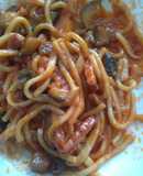 Espaguetis con calabacín y berenjena