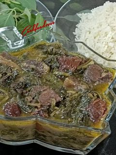 عکسی از دستور خورش آلو اسفناج با رب انار