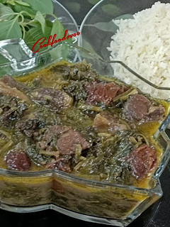 عکسی از دستور خورش آلو اسفناج با رب انار