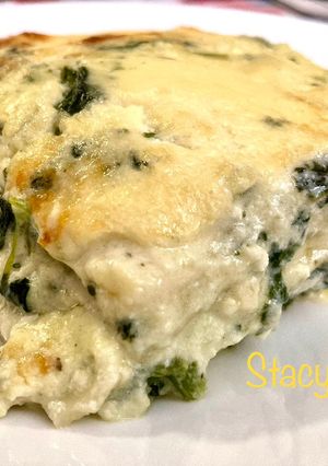 A picture of Lasagna with Spinach and Ricotta.