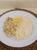 دجاج بالطحينة والفطر مع الرز