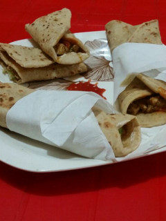 A picture of Leftover White Chicken Roti Roll.