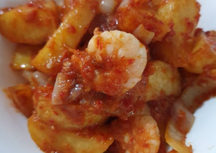 Resep Balado kentang udang Anti Gagal