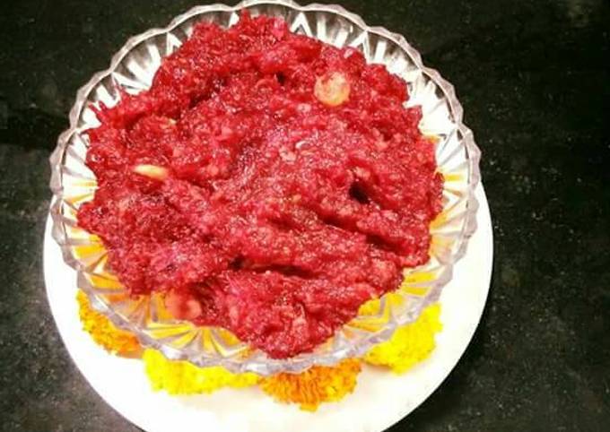 Beetroot Apple Jaggery halwa