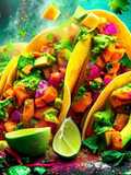 Tacos Tropicais: Abacate com Salmão e Manga - Uma Explosão de Sabores Frescos!
