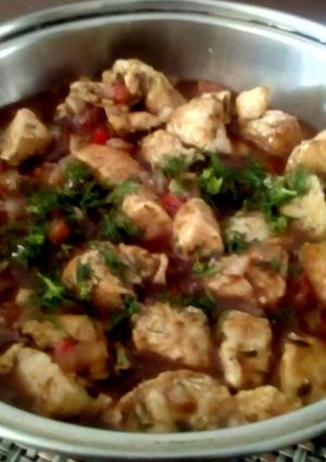 Una foto de Picado de Pollo Guisado con Salsa Barbecue