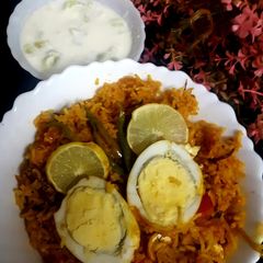 A picture of Egg biryani.