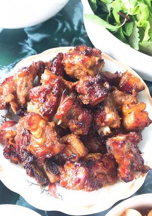 Hình của món Sườn nướng với nồi chiên không dầu.