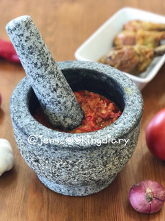 A picture of Sambal Trasi/Terasi (Indonesian Shrimp Paste Chili Sauce).