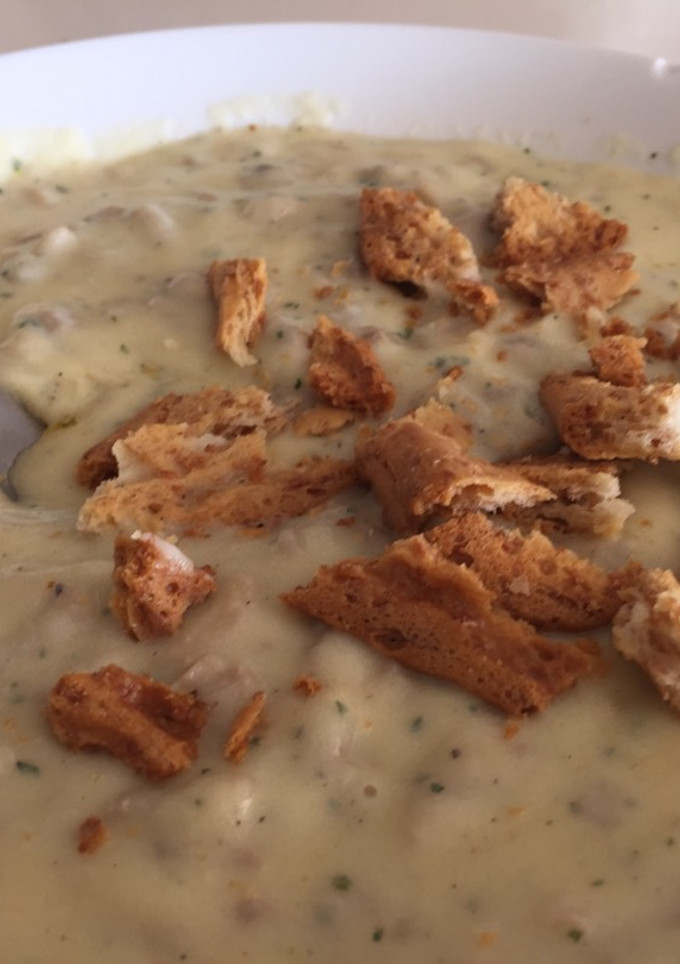 Una foto de Crema de patata con champiñones