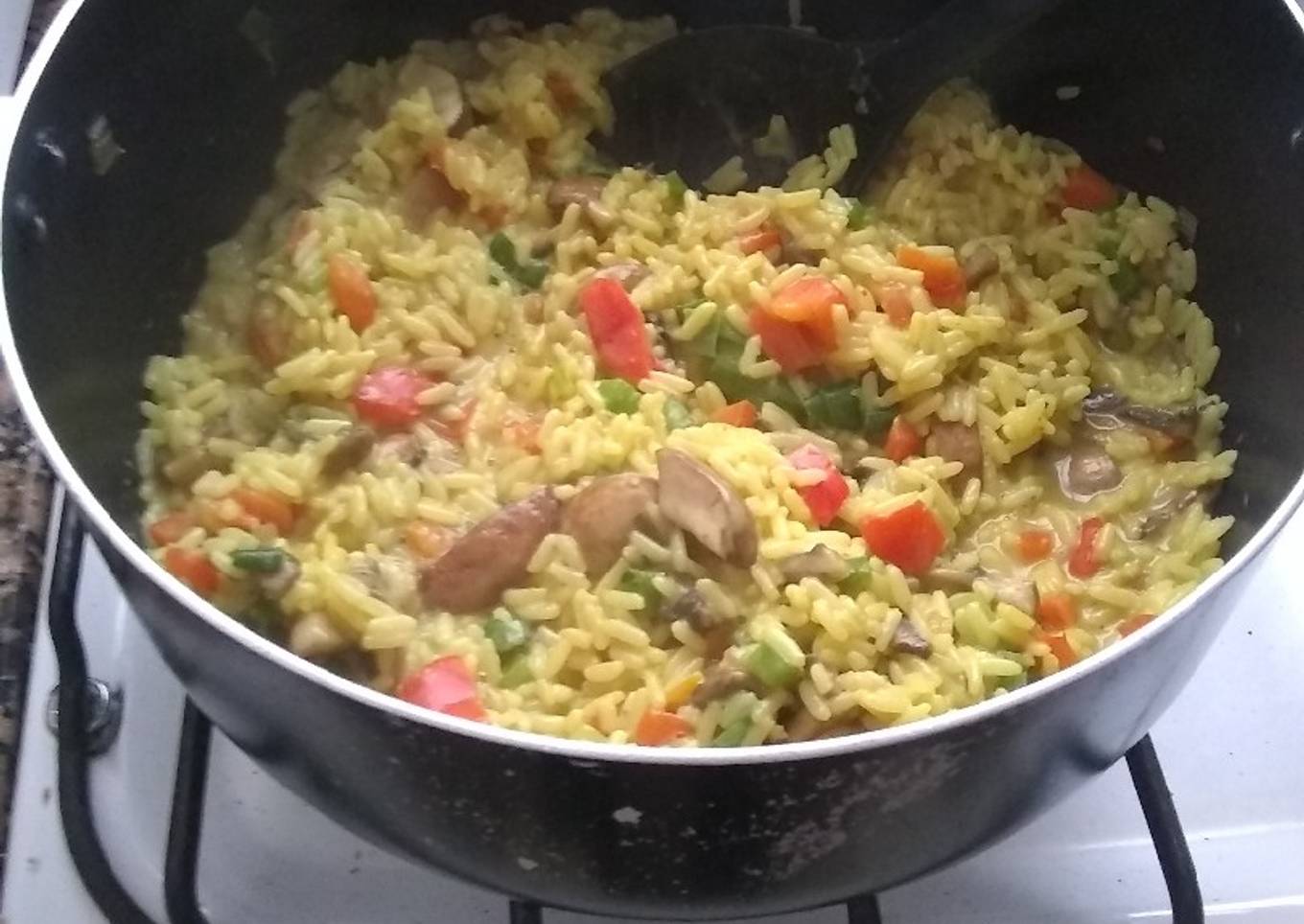 Arroz con hongos portobellos