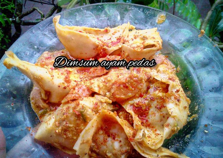 Resep Dimsum ayam pedas kulit pangsit, Lezat Sekali