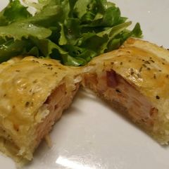 A picture of Smoked salmon and sun-dried tomato Wellington.