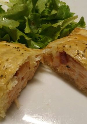 A picture of Smoked salmon and sun-dried tomato Wellington.