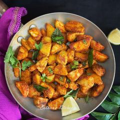 A picture of Chamagadda Vepudu (Taro Root / Arbi Fry - Andhra / Telangana style).