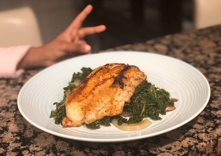 Blackened Catfish and Sautéed Kale