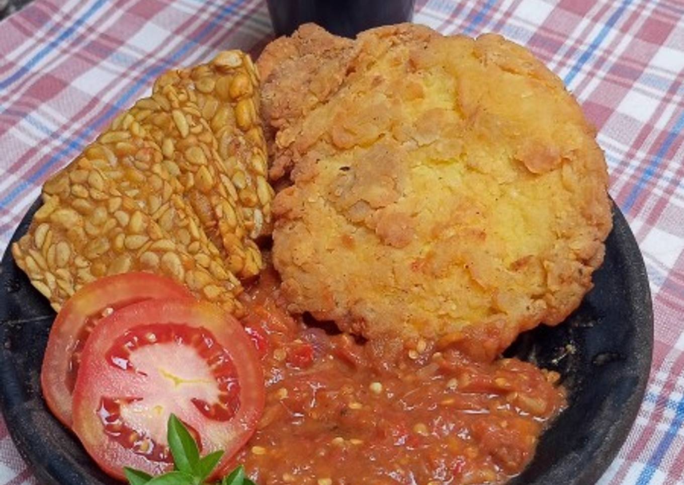 Telor Tempe Geprek Sambel Tomat