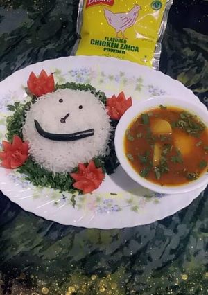 A picture of Allu and chicken gravy.