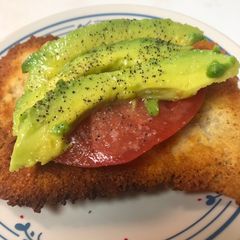 A picture of Keto Tomato and avocado cheese ‘toast’.