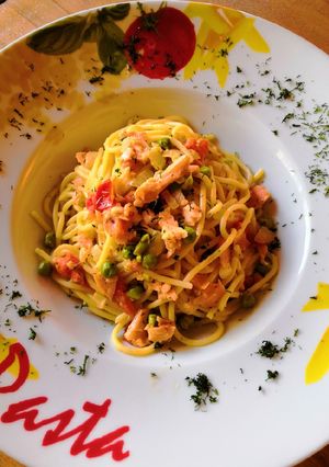 Φωτογραφία της συνταγής Σπαγγέτι 🍝 με καπνιστό Σολομό