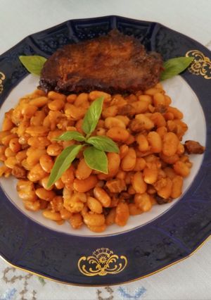Babpörkölt, Pataki tálba, sült füstölt mangalica tarjával, Zsuzsásan. #gluténmentes recept fotója