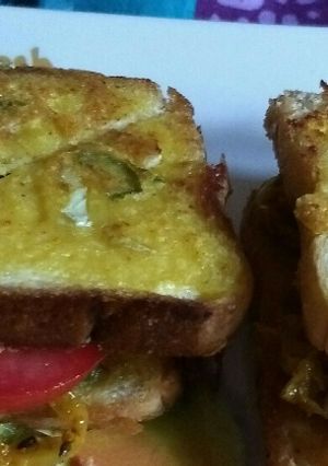 A picture of Besan bread sandwich.