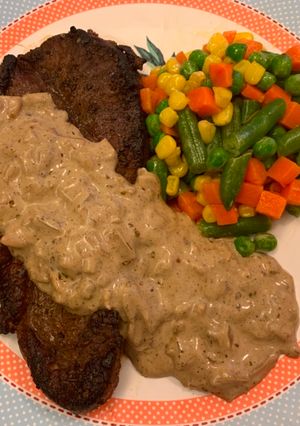Foto resep Sirloin Steak & Creamy Mushroom Sauce